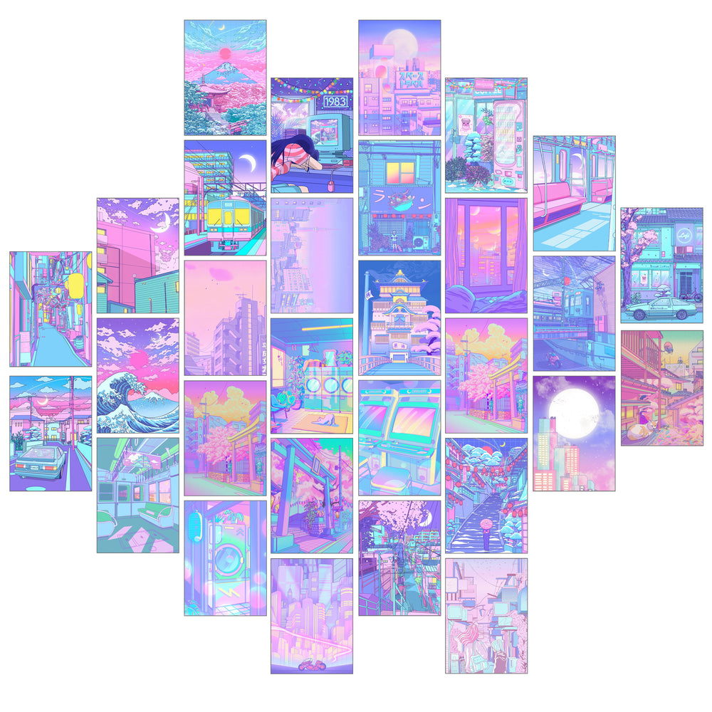 Pastel Aesthetic poster pack of 30 (4x6 inch) A6 size.