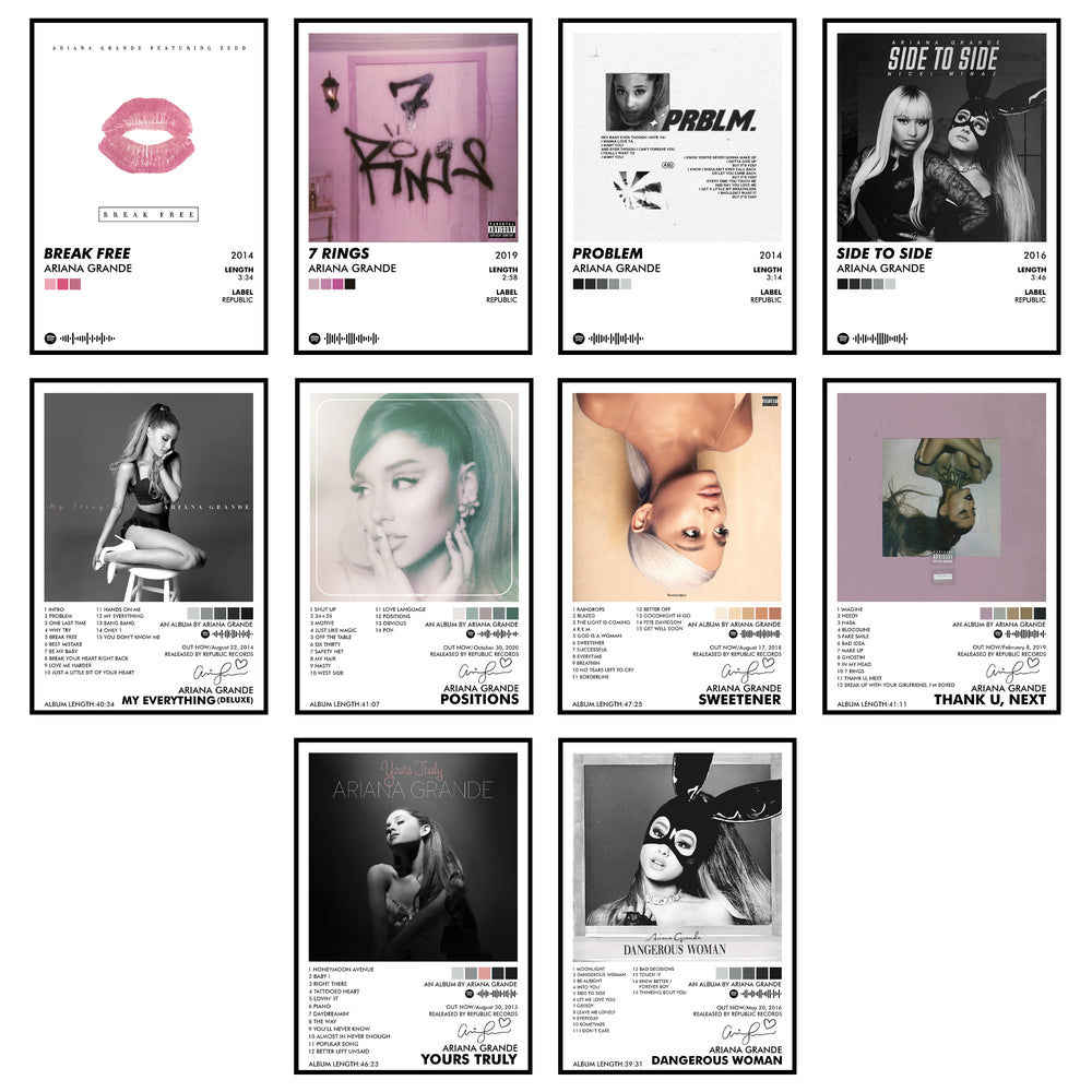 Ariana Grande Music Art Wall poster Pack of 10 (8.2x11.8 inch).