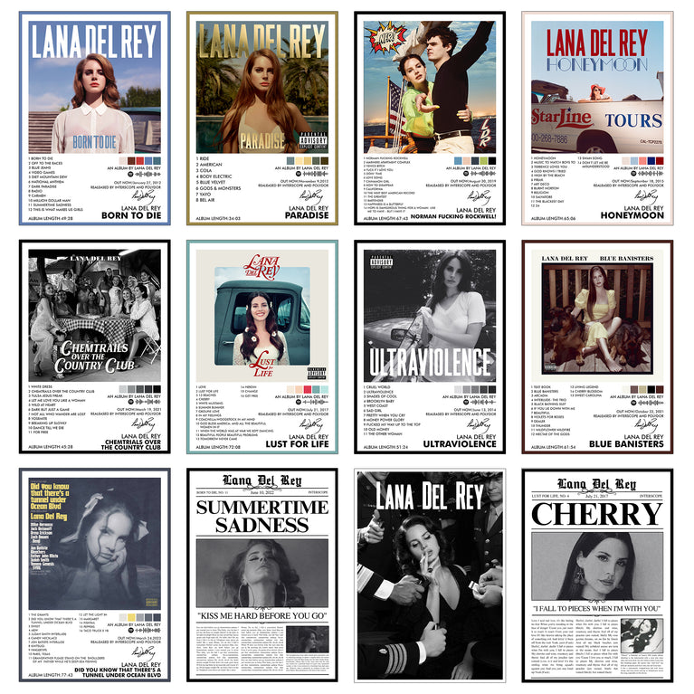 Lana Del Rey Music Art Wall poster Pack of 12 (8.2x11.8 inch).