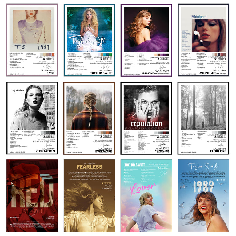 Taylor Swift Music Art Wall poster Pack of 12 (8.2x11.8 inch).