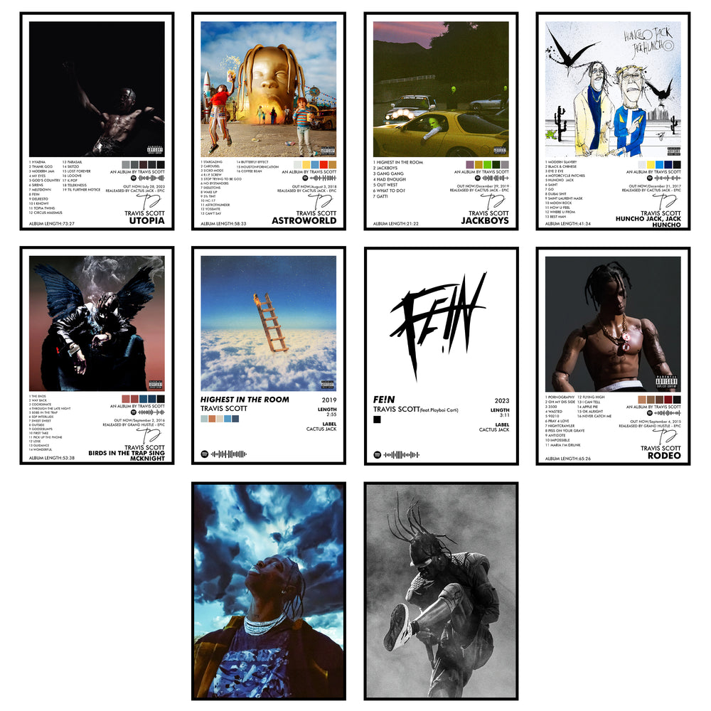 Travis Scott Music Art Wall poster Pack of 10 (8.2x11.8 inch).