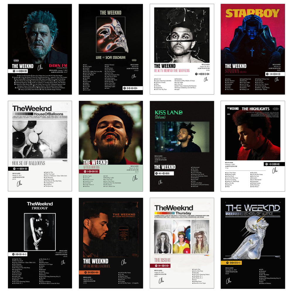 The Weeknd Music Art Wall poster Pack of 12 (8.2x11.8 inch).