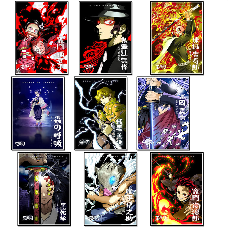 Demon Slayer Wall Poster Pack Of 9 (8.2x11.8 inch)