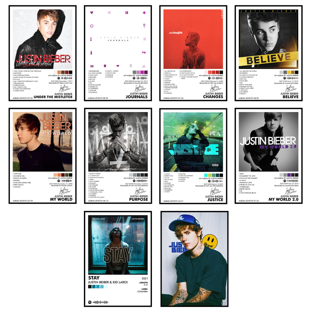 Justin Beiber Music Art Wall poster Pack of 10 (8.2x11.8 inch).