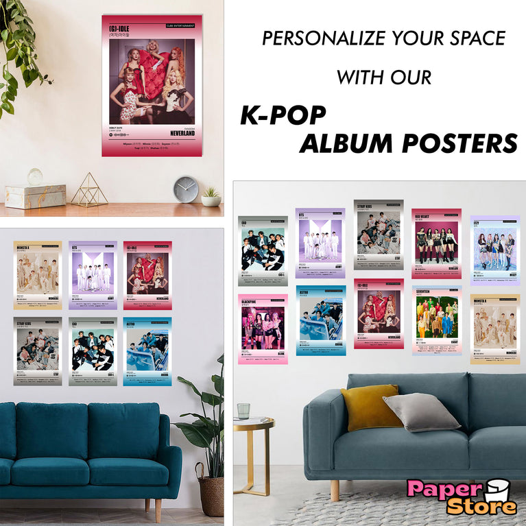 K-pop Bands Music Art Wall poster Pack of 12 (8.2x11.8 inch).