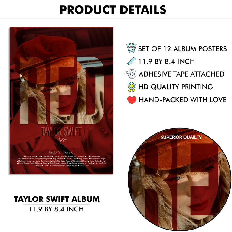 Taylor Swift Music Art Wall poster Pack of 12 (8.2x11.8 inch).