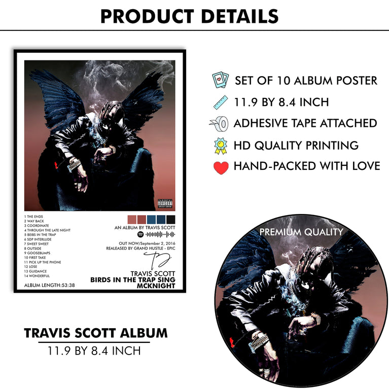 Travis Scott Music Art Wall poster Pack of 10 (8.2x11.8 inch).