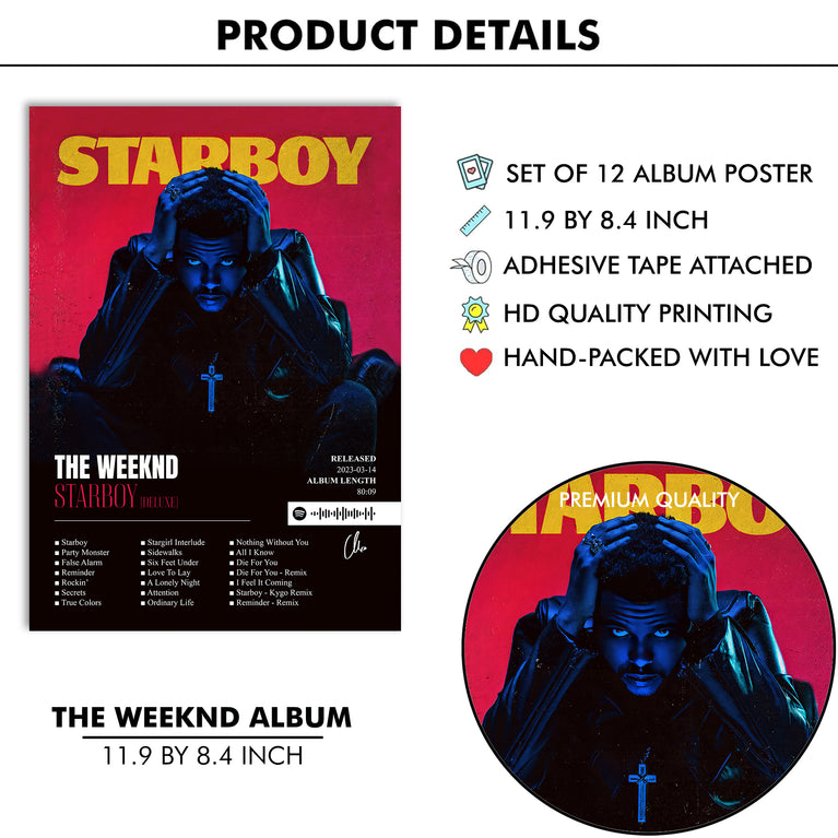 The Weeknd Music Art Wall poster Pack of 12 (8.2x11.8 inch).