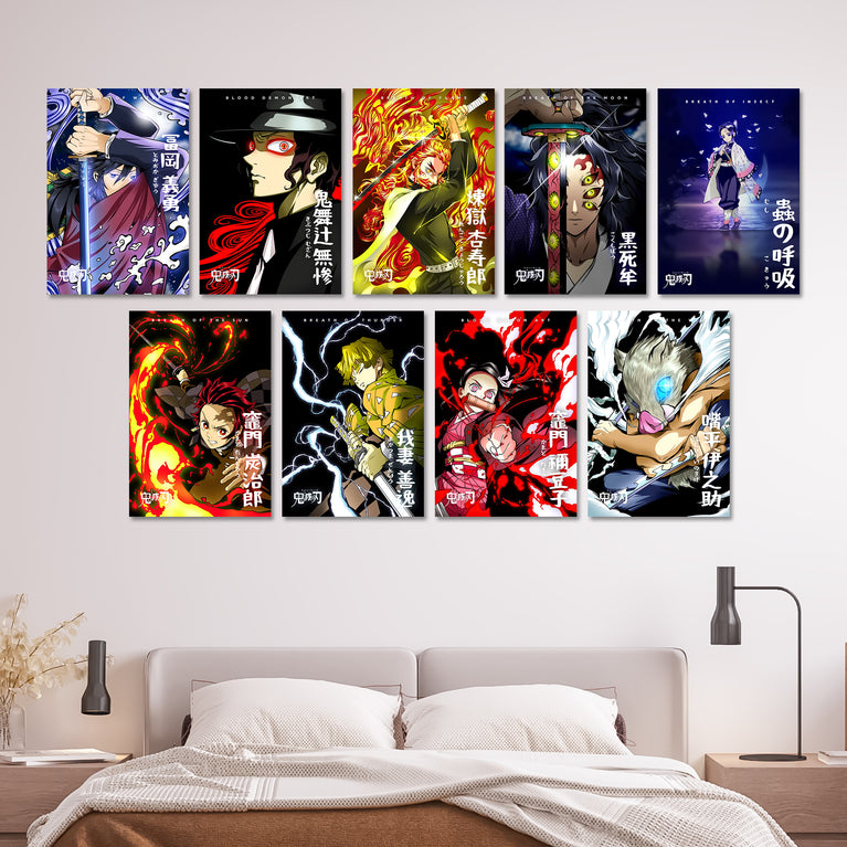 Demon Slayer Wall Poster Pack Of 9 (8.2x11.8 inch)