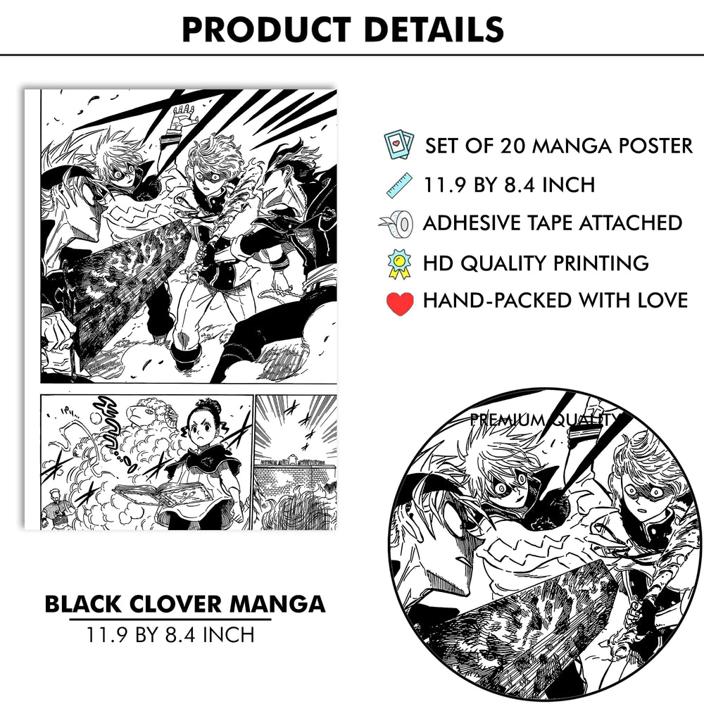 Black Clover Manga Wall Poster Pack Of 20 (8.2x11.8 Inch)