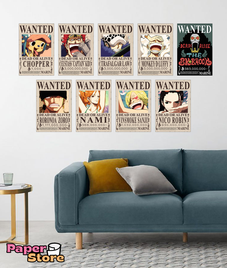 One piece wanted (Post-timeskip) Posters Pack Of 20 (8.2x11.8 inch)