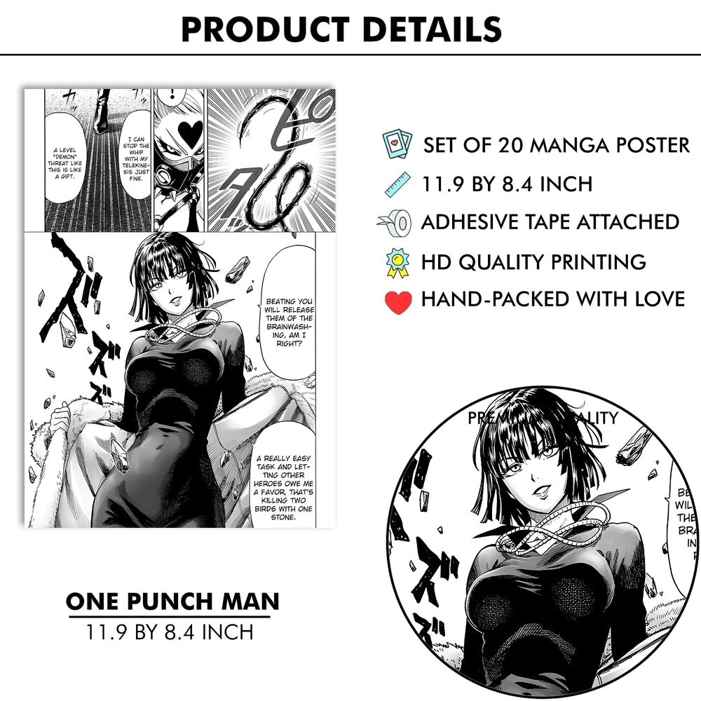 One Punch Man Manga Wall Poster Pack Of 20 (8.2x11.8 Inch)