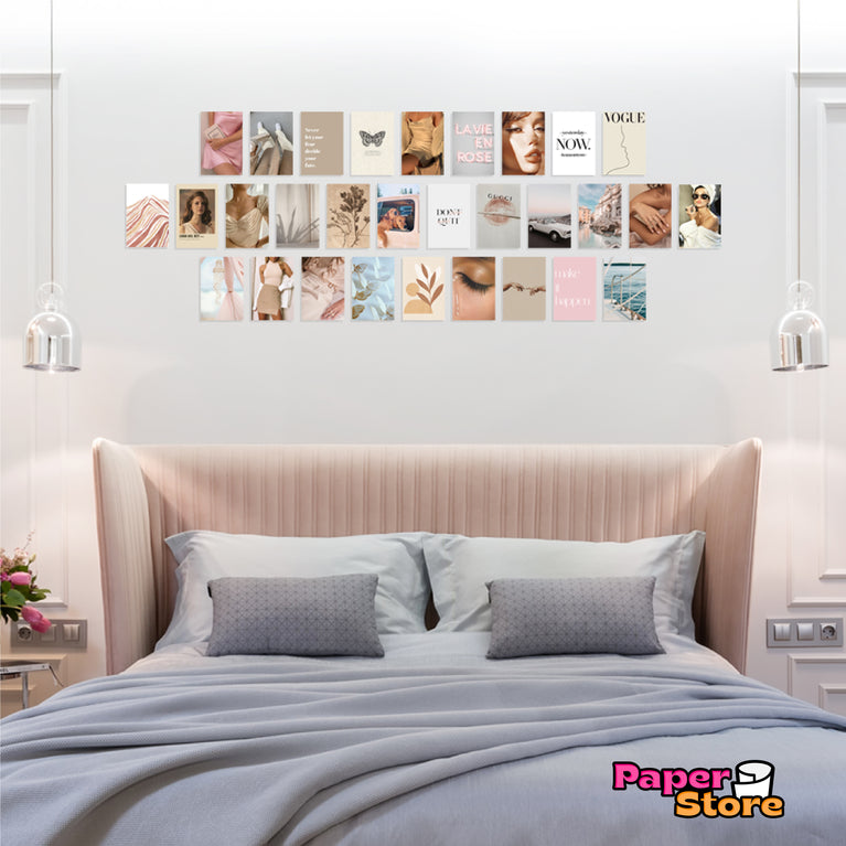 Soft Netural Collage Kit Aesthetic Room Decor