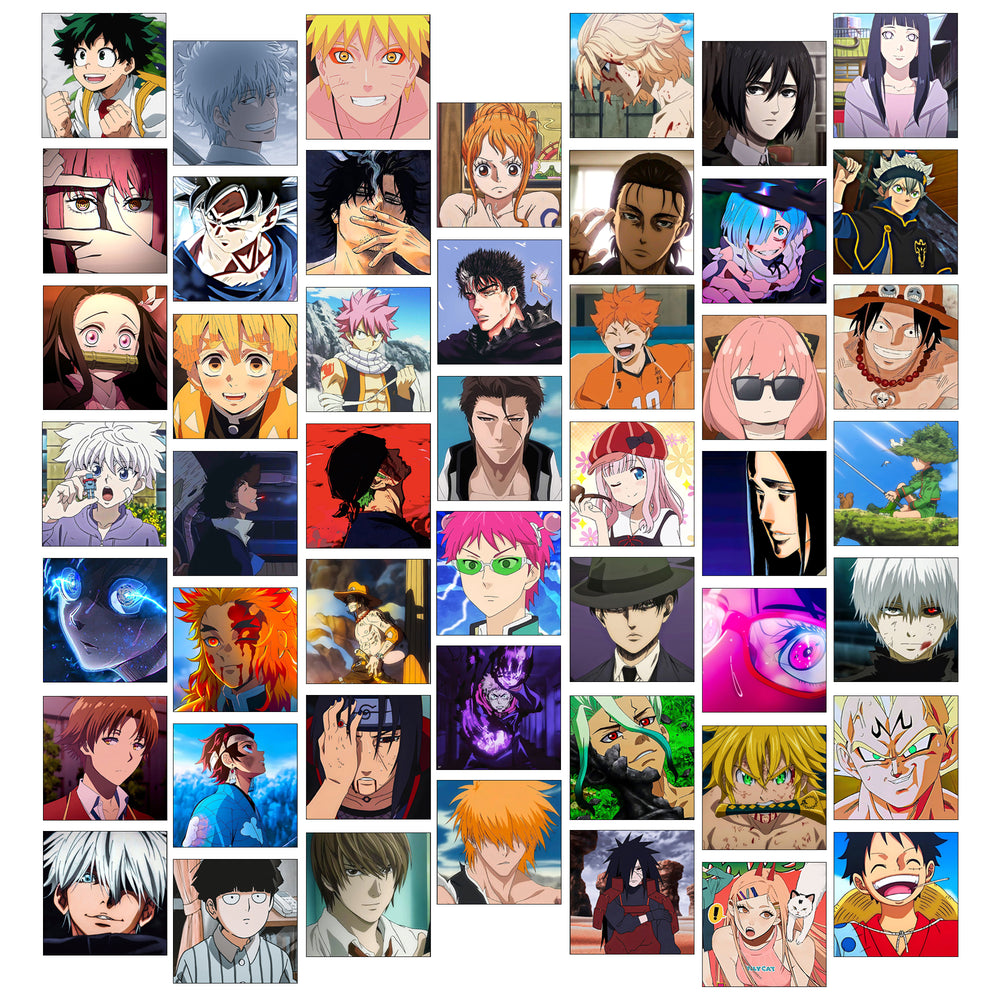 Anime icons poster pack of 48 (4x4 inch)