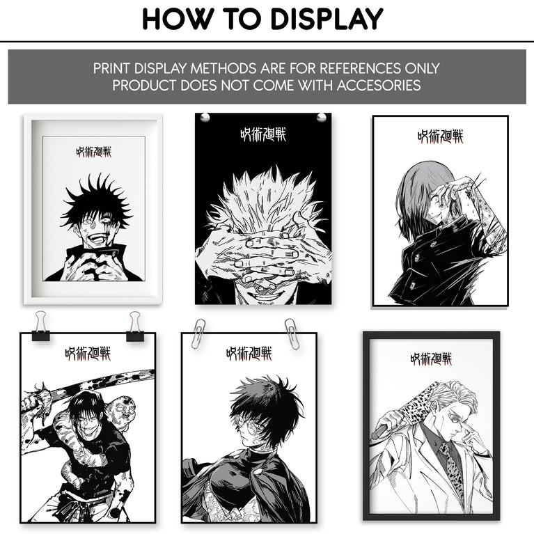 Jujutsu Kaisen Black and White Wall Poster Pack Of 12 (8.2x11.8 inch)