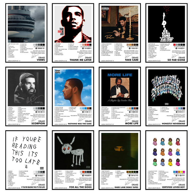 Drake Music Art Wall poster Pack of 12 (8.2x11.8 inch).