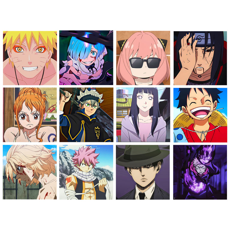 Anime icons poster pack of 48 (4x4 inch)