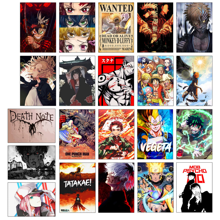 Mix Anime Posters Pack Of 20 (8.2x11.8 inch)