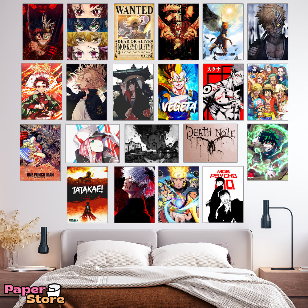 Mix Anime Posters Pack Of 20 (8.2x11.8 inch)