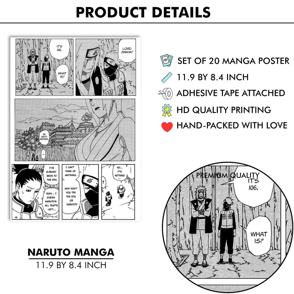 Naruto Manga Wall Poster Pack Of 20 (8.2x11.8 Inch)