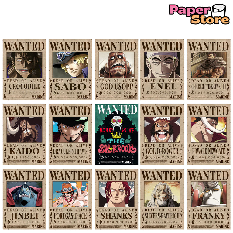 One piece wanted (Pre-timeskip) Posters Pack Of 20 (8.2x11.8 inch)