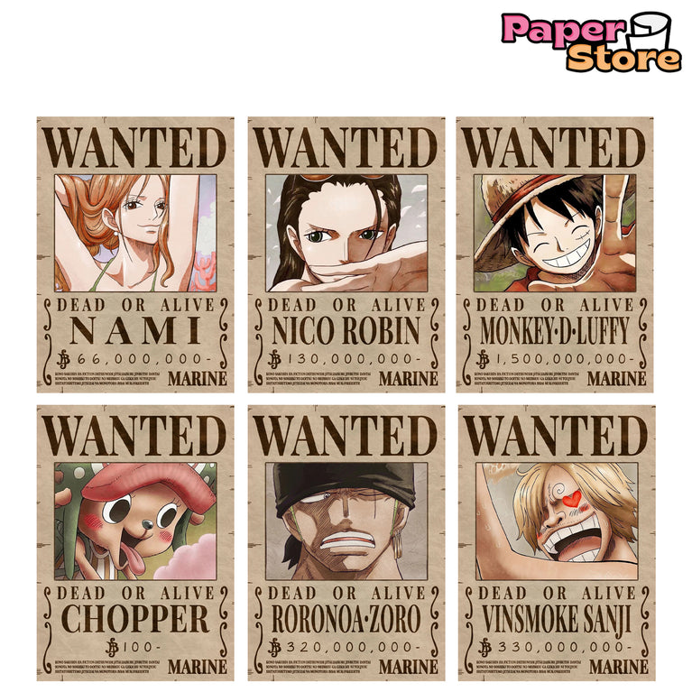 One piece wanted (Pre-timeskip) Posters Pack Of 20 (8.2x11.8 inch)