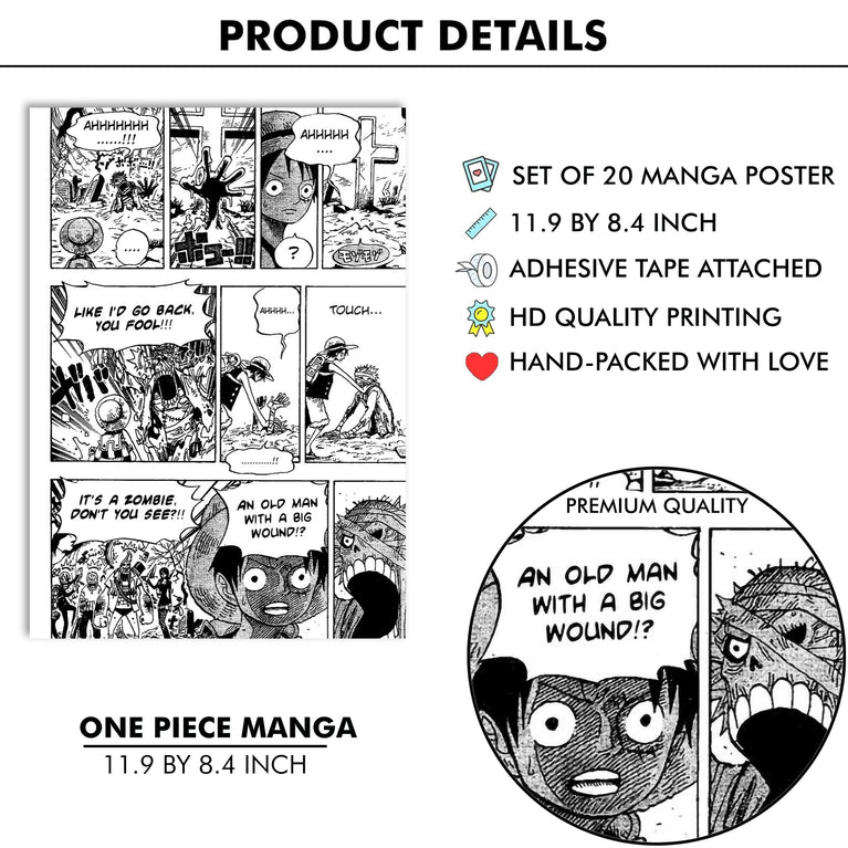 One Piece Manga Wall Poster Pack Of 20 (8.2x11.8 Inch)