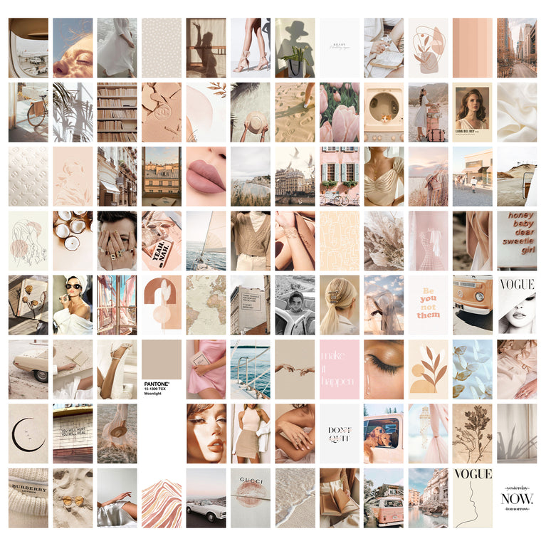 Soft Netural Collage Kit Aesthetic Room Decor