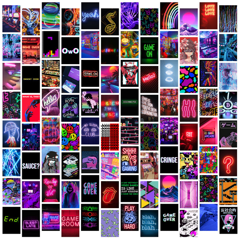 Neon Gaming Collage Kit