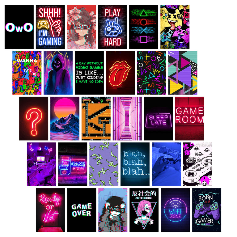 Neon Gaming Collage Kit