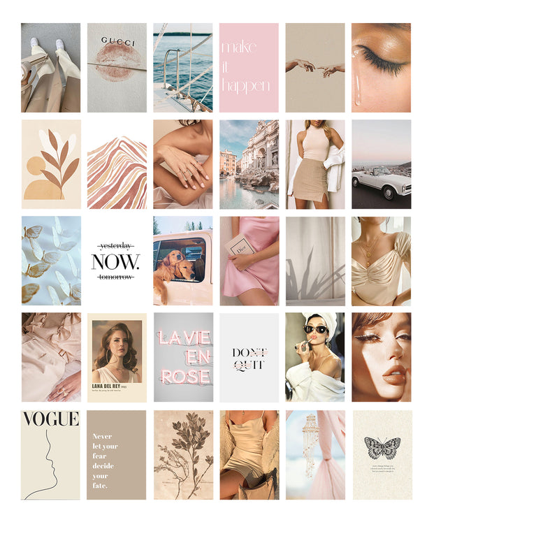 Soft Netural Collage Kit Aesthetic Room Decor