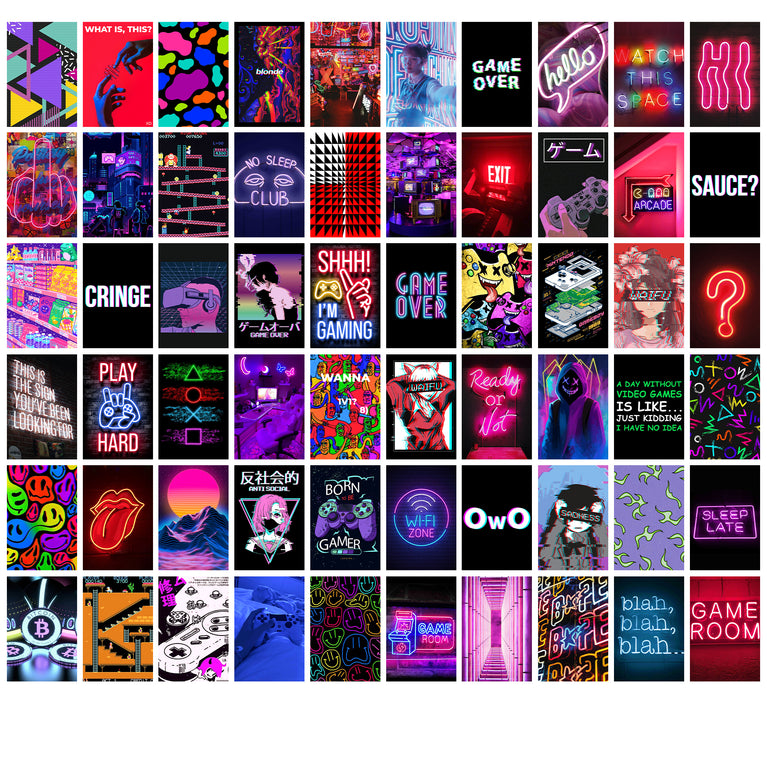 Neon Gaming Collage Kit