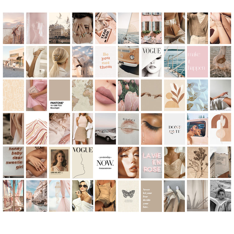 Soft Netural Collage Kit Aesthetic Room Decor